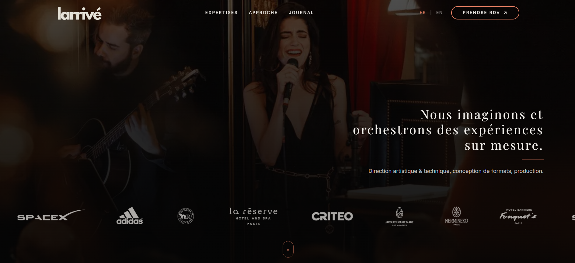 Site premium créatif pour une agence événementielle